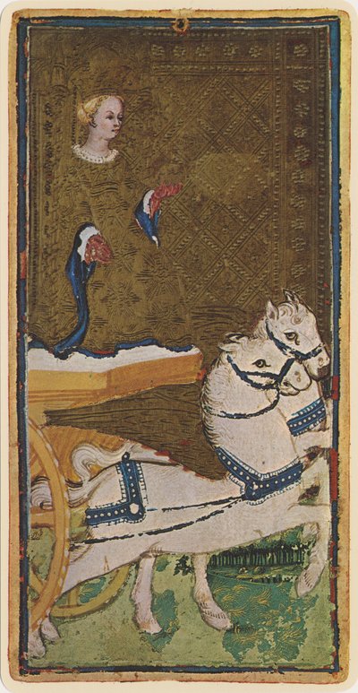 The Chariot, facsimile of a tarot card from the 